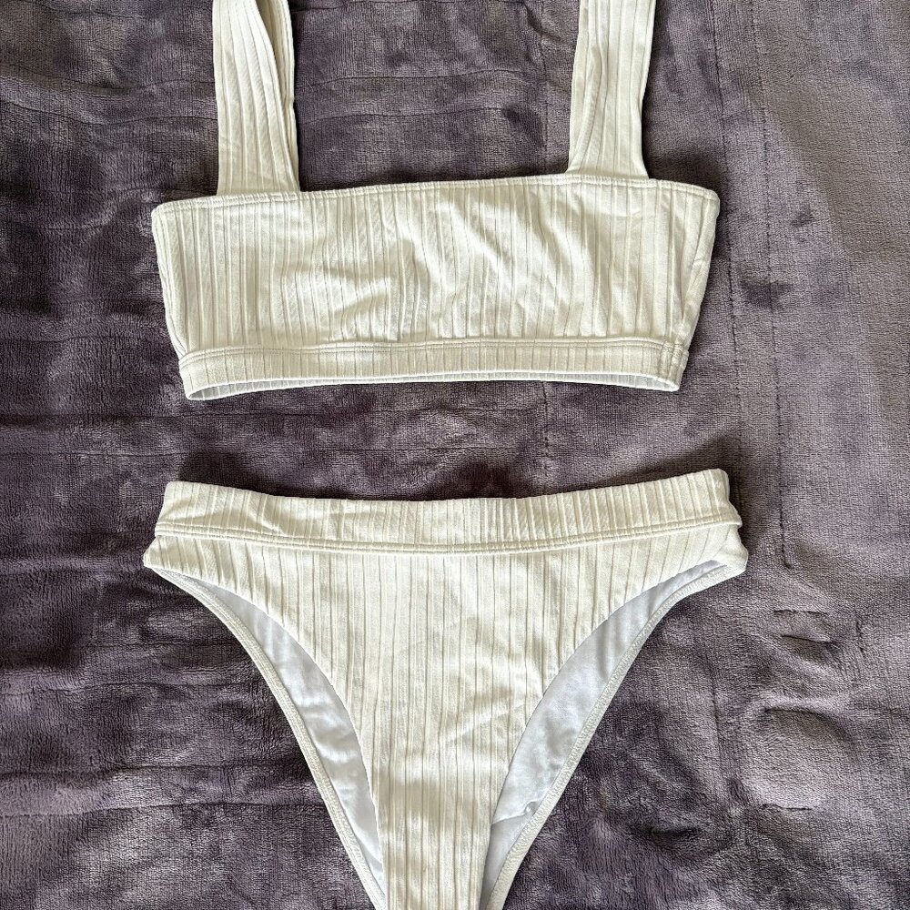 Billabong Cream Ribbed Bikini Set M